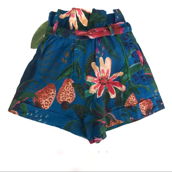 Farm Rio Jungle Print Paperbag Waist Shorts NEW - Picture 4 of 9